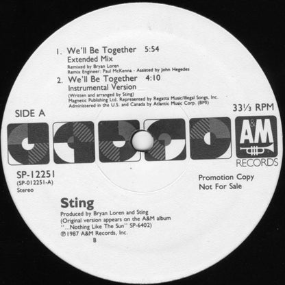Sting : We'll Be Together (12", Promo)
