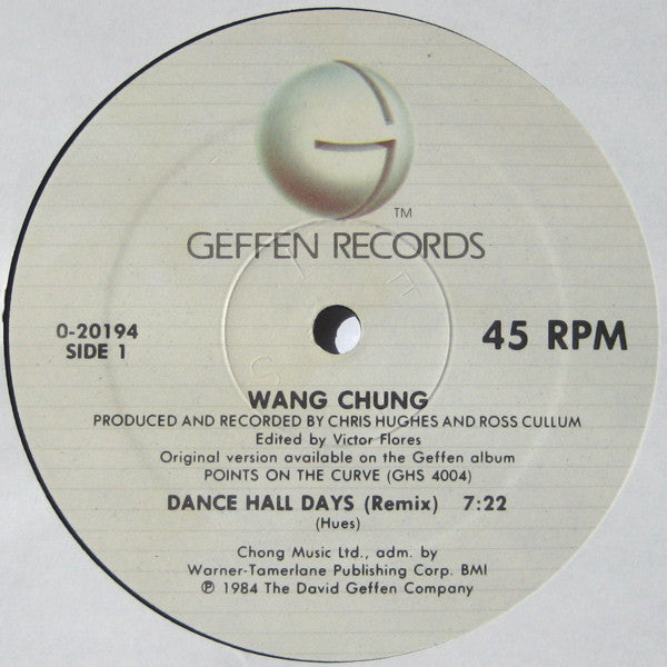 Wang Chung : Dance Hall Days & Don't Let Go (12", Maxi)