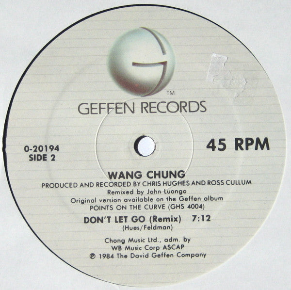 Wang Chung : Dance Hall Days & Don't Let Go (12", Maxi)