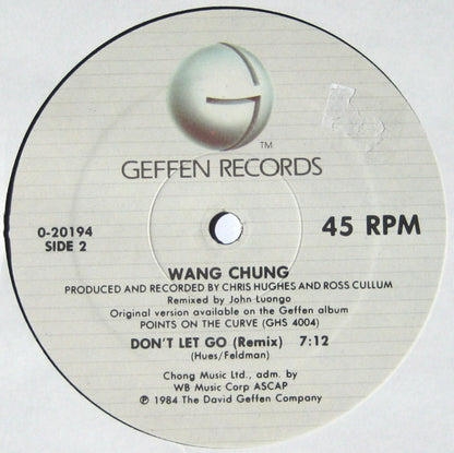Wang Chung : Dance Hall Days & Don't Let Go (12", Maxi)