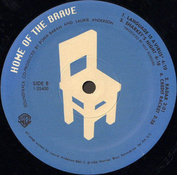 Laurie Anderson : Home Of The Brave (LP, Album, Spe)