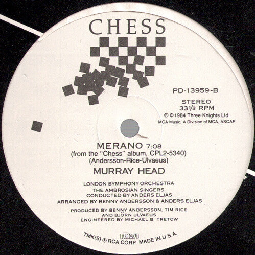 Murray Head : One Night In Bangkok (12", Single)