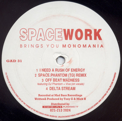 Spacework : Brings You Monomania (12")