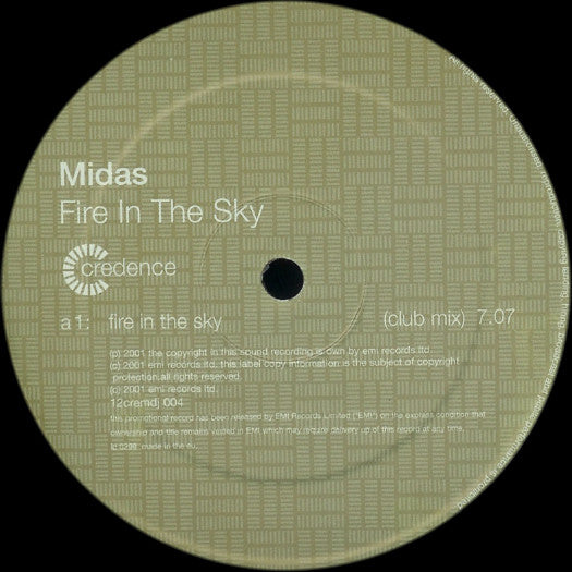 Midas (8) : Fire In The Sky (12", S/Sided, Promo)