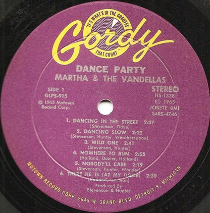 Martha Reeves & The Vandellas : Dance Party (LP, Album, Ind)