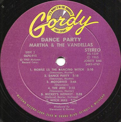 Martha Reeves & The Vandellas : Dance Party (LP, Album, Ind)
