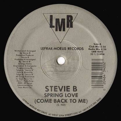 Stevie B : Spring Love (Come Back To Me) (12", RP)