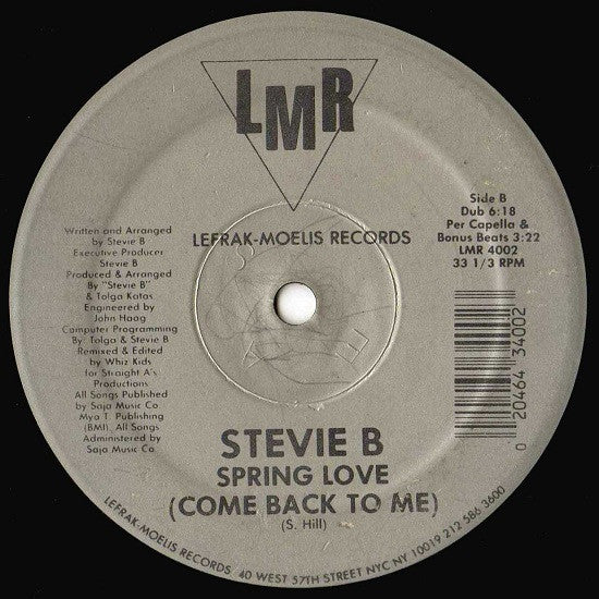 Stevie B : Spring Love (Come Back To Me) (12", RP)