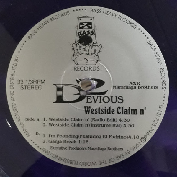 2 Devious : Westside Claim N' (12", Cle)