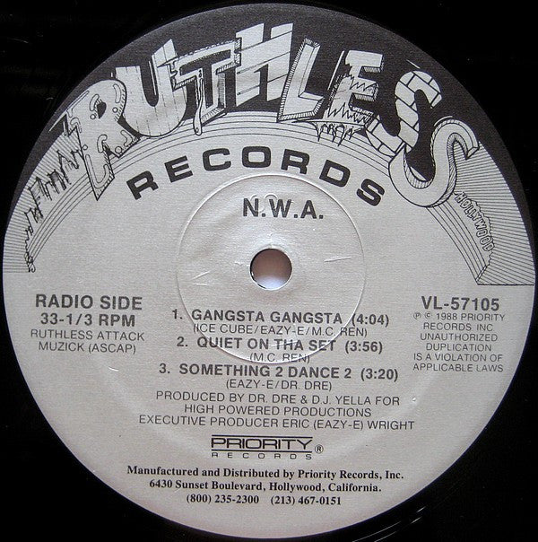 N.W.A* : Gangsta Gangsta (12", Maxi, SRC)