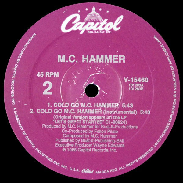 MC Hammer : (Hammer Hammer) They Put Me In The Mix / Cold Go M.C. Hammer (12", Single)