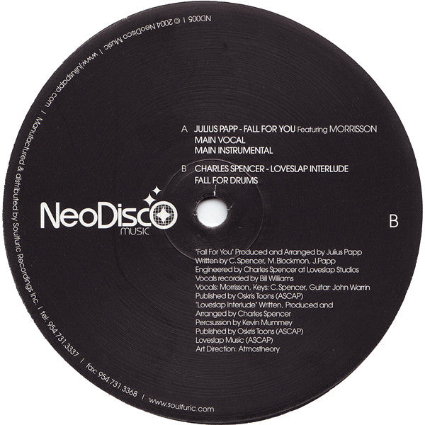 Julius Papp / Charles Spencer : Fall For You / Loveslap Interlude (12")