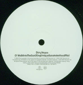 Dirty Vegas : Walk Into The Sun (12")