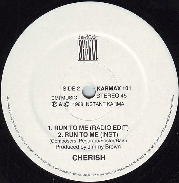 Cherish (3) : Run To Me (12")