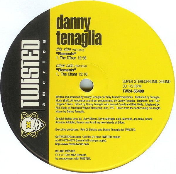 Danny Tenaglia : Elements (2x12")