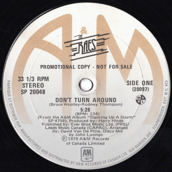 The Raes : Don't Turn Around / School (12", Promo)