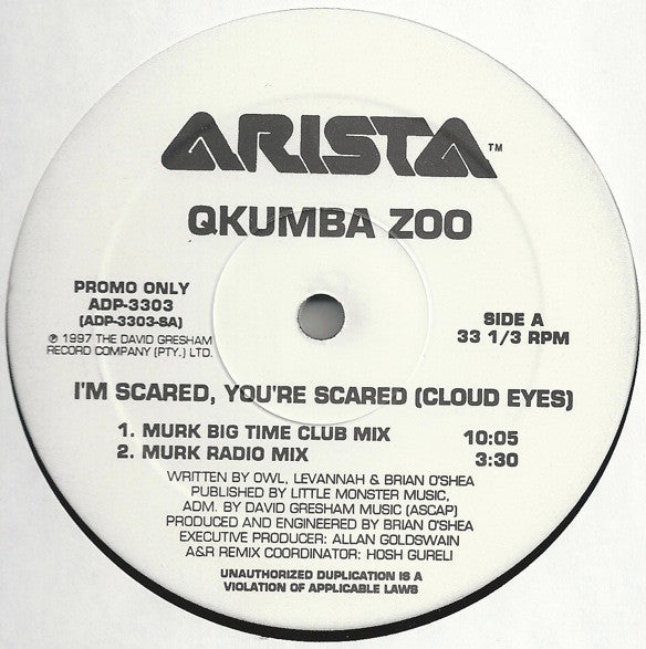Qkumba Zoo : I'm Scared, You're Scared {Cloud Eyes} (12", Promo)