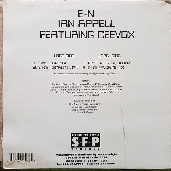 e-N, Ian Appell Featuring Ceevox : That Sound (12")