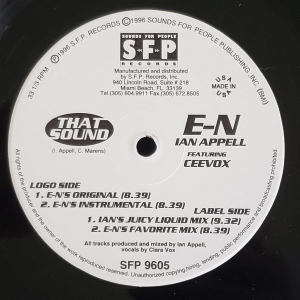 e-N, Ian Appell Featuring Ceevox : That Sound (12")