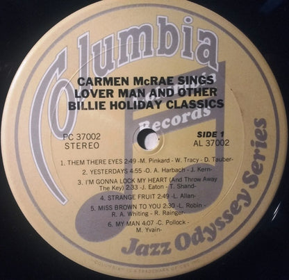 Carmen McRae : Sings "Lover Man" And Other Billie Holiday Classics (LP, Album, RE, RM)