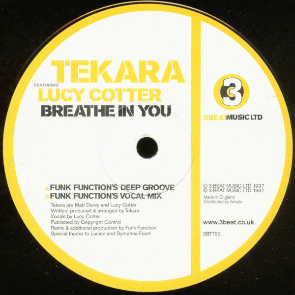 Tekara Featuring Lucy Cotter : Breathe In You (The Funk Function Mixes) (12")