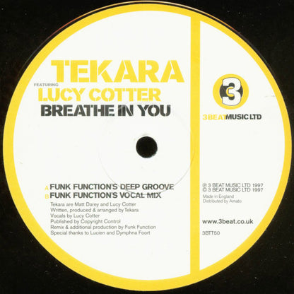 Tekara Featuring Lucy Cotter : Breathe In You (The Funk Function Mixes) (12")