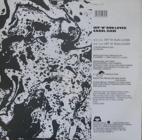 Carol Jiani : Hit 'N Run Lover (12")