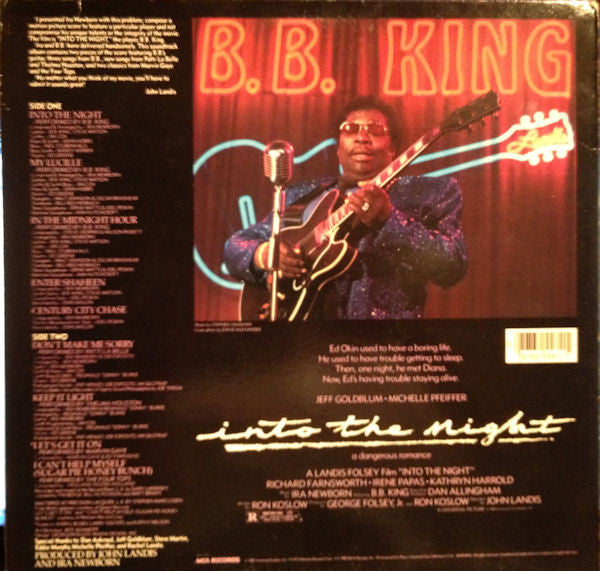Various : Into The Night (Music From The Original Motion Picture Soundtrack) (LP, Album, Comp, Pin)