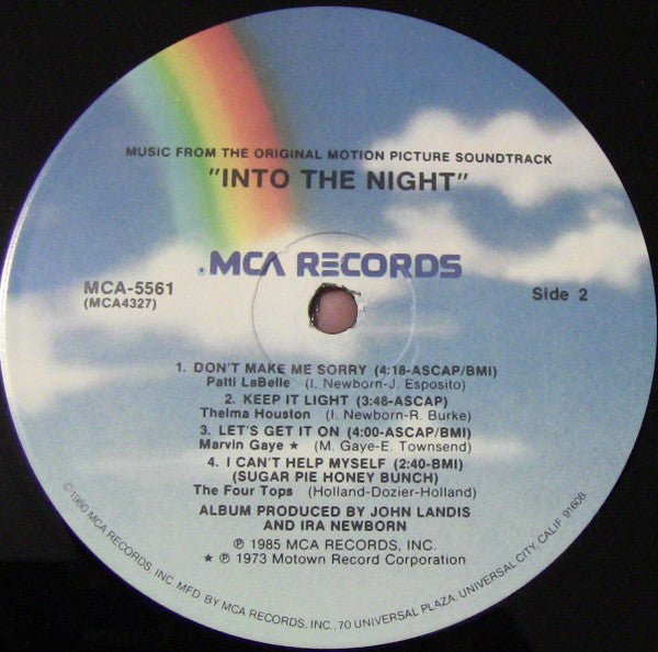 Various : Into The Night (Music From The Original Motion Picture Soundtrack) (LP, Album, Comp, Pin)