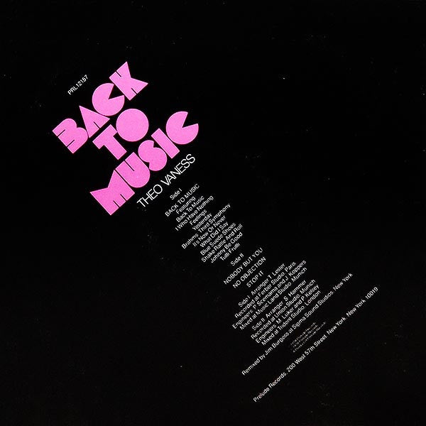 Theo Vaness : Back To Music (LP, Album, Promo)
