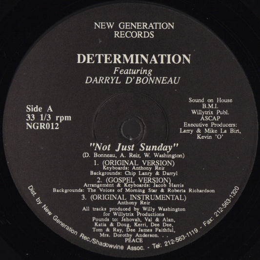 Determination Featuring Darryl D'Bonneau : Not Just Sunday (12")