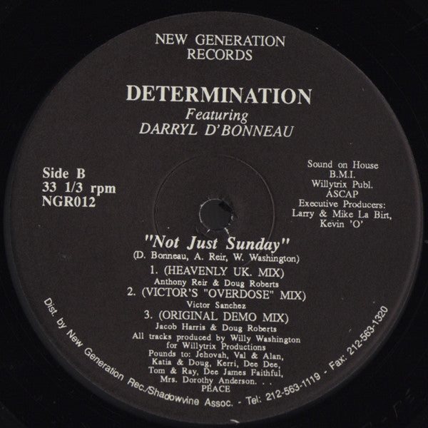 Determination Featuring Darryl D'Bonneau : Not Just Sunday (12")