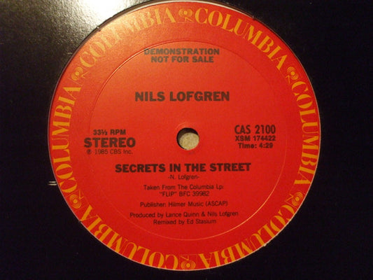 Nils Lofgren : Secrets In The Street (12", Single, Promo)