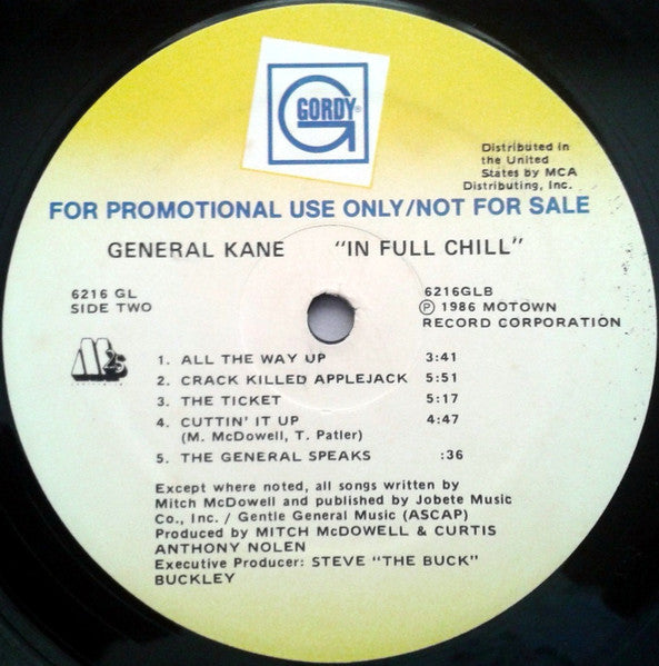 General Kane : In Full Chill (LP, Album, Promo)