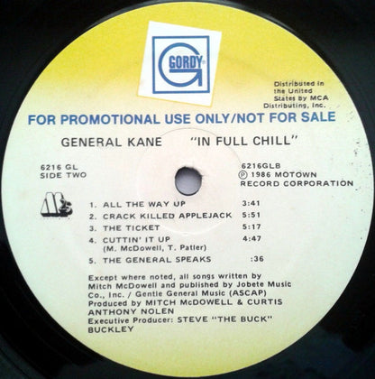 General Kane : In Full Chill (LP, Album, Promo)