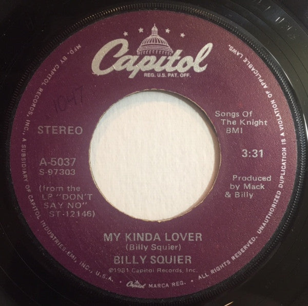 Billy Squier : My Kinda Lover (7", Single, Win)