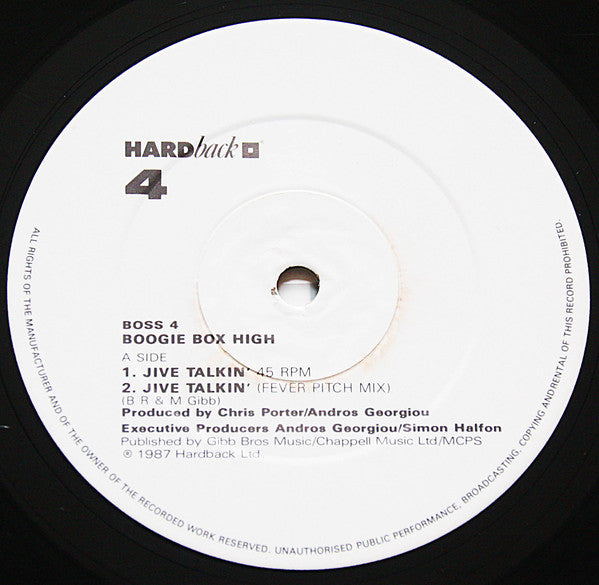 Boogie Box High : Jive Talkin' (12", Single, Pic)
