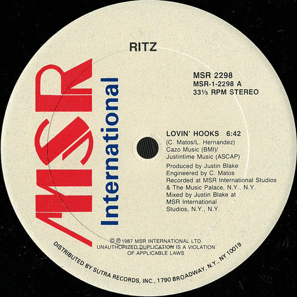 Ritz (8) : Lovin' Hooks (12", Single)