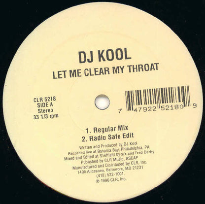 DJ Kool : Let Me Clear My Throat (12")