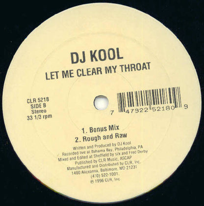 DJ Kool : Let Me Clear My Throat (12")