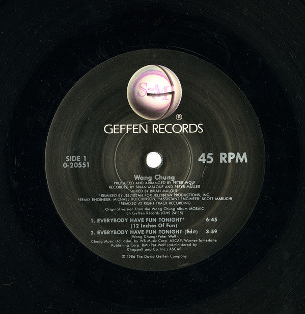 Wang Chung : Everybody Have Fun Tonight (12", Maxi)