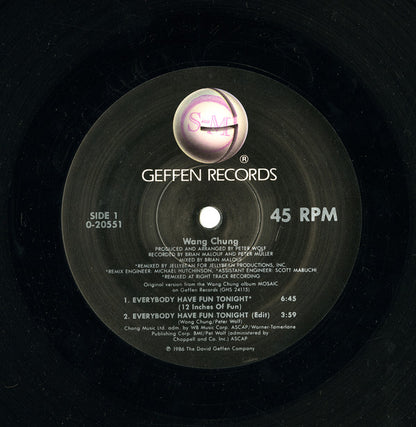 Wang Chung : Everybody Have Fun Tonight (12", Maxi)