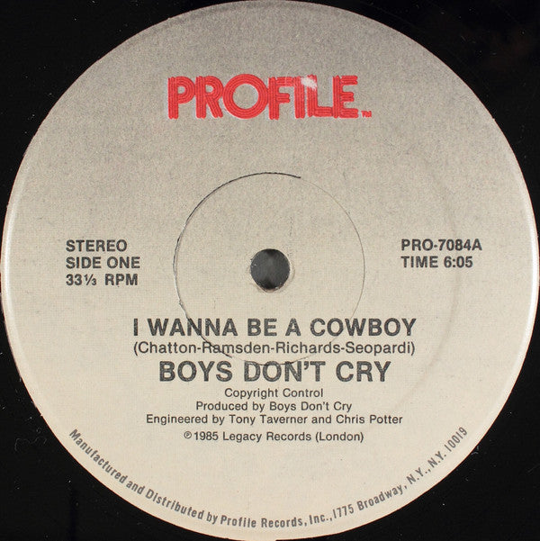 Boys Don't Cry : I Wanna Be A Cowboy (12", Single, Gia)