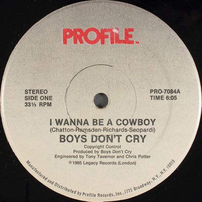 Boys Don't Cry : I Wanna Be A Cowboy (12", Single, Gia)