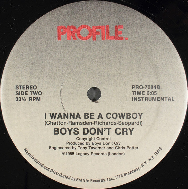 Boys Don't Cry : I Wanna Be A Cowboy (12", Single, Gia)