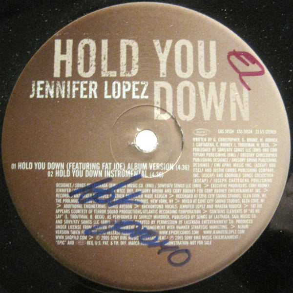 Jennifer Lopez : Hold You Down (12", Promo)