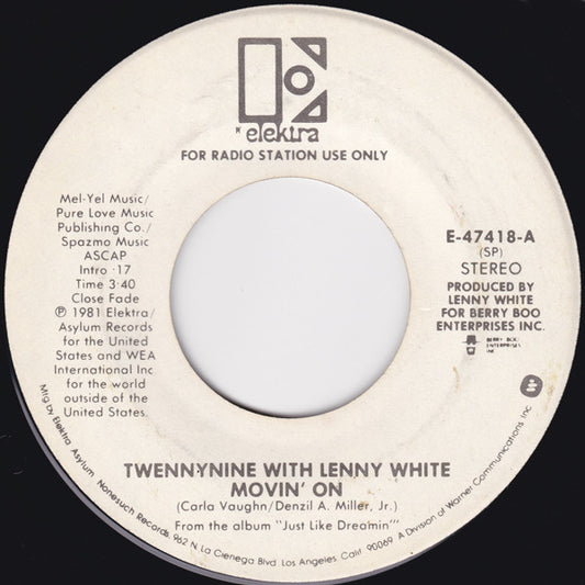 Twennynine With Lenny White : Movin' On (7", Mono, Promo)