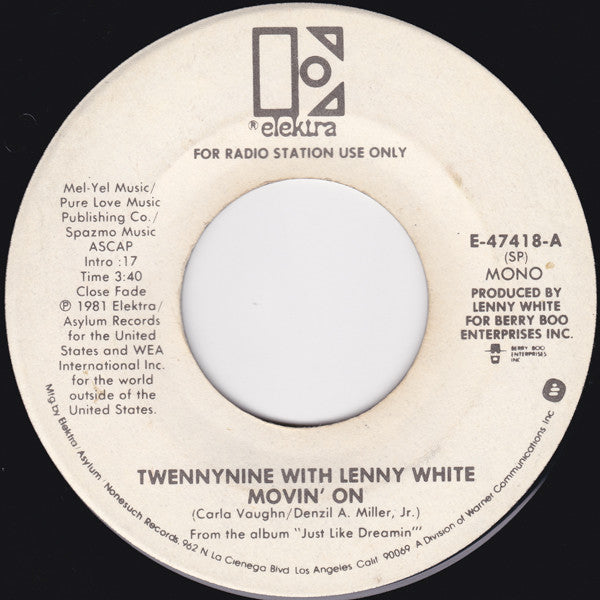 Twennynine With Lenny White : Movin' On (7", Mono, Promo)