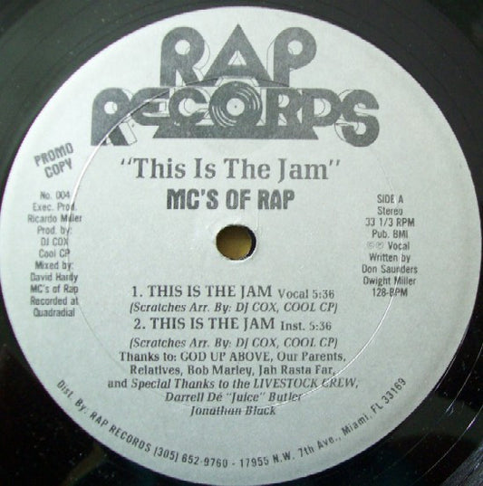 MC's Of Rap : This Is The Jam / Rock Steady (12", Promo)