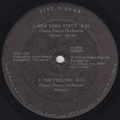 Classy Dance Orchestra : New York Strut (12", Promo)
